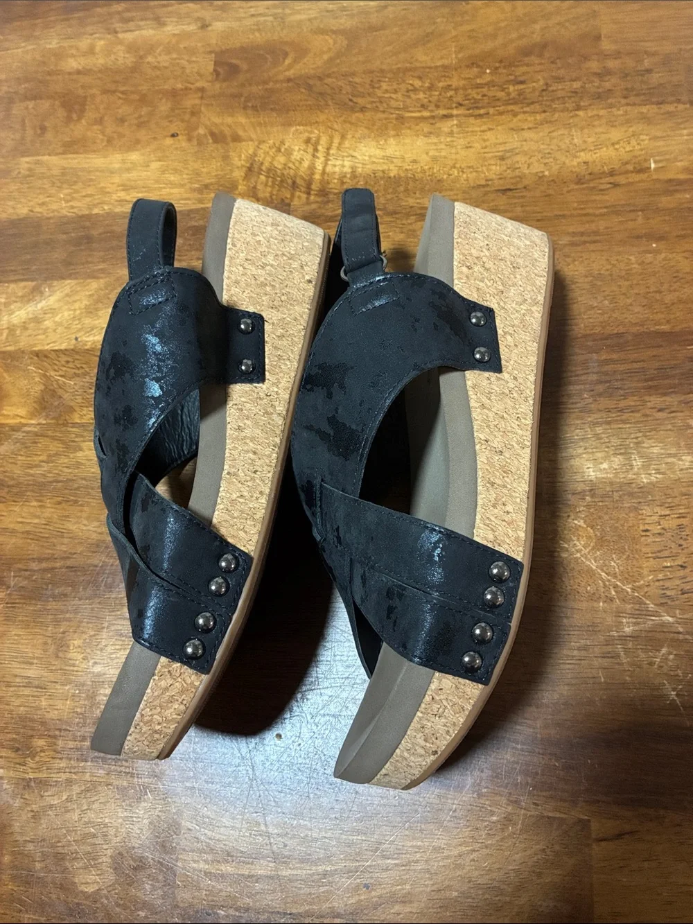 Boutique by Corkys Black Crisscross Wedge Sandals